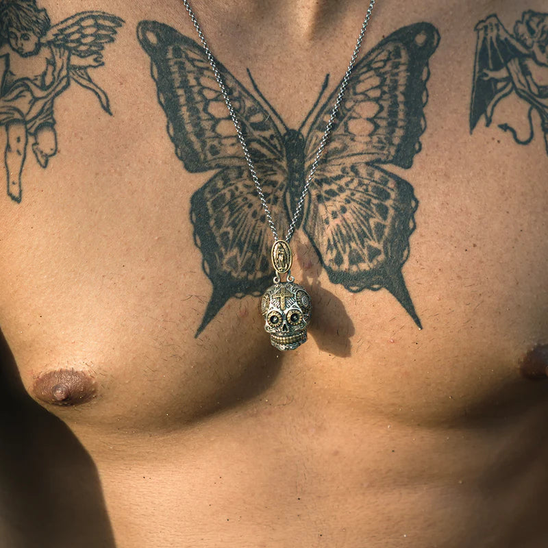 Large Calavera Sugar Skull Necklace